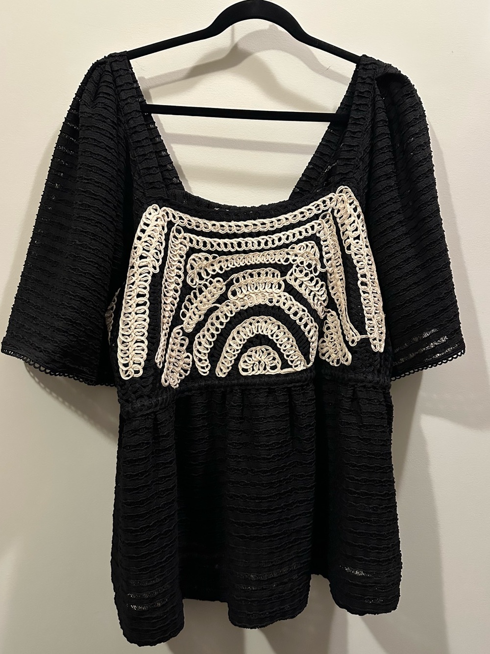 NWOT Sarah Hann x Anthropologie Flutter-Sleeve Crochet Top - 1X - Picture 4 of 6